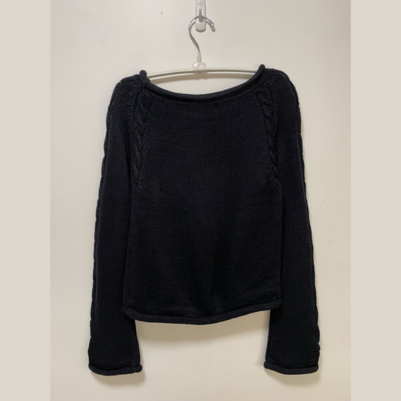 Split Sleeve Cable Sweater – Black Size M - Picture 6 of 8